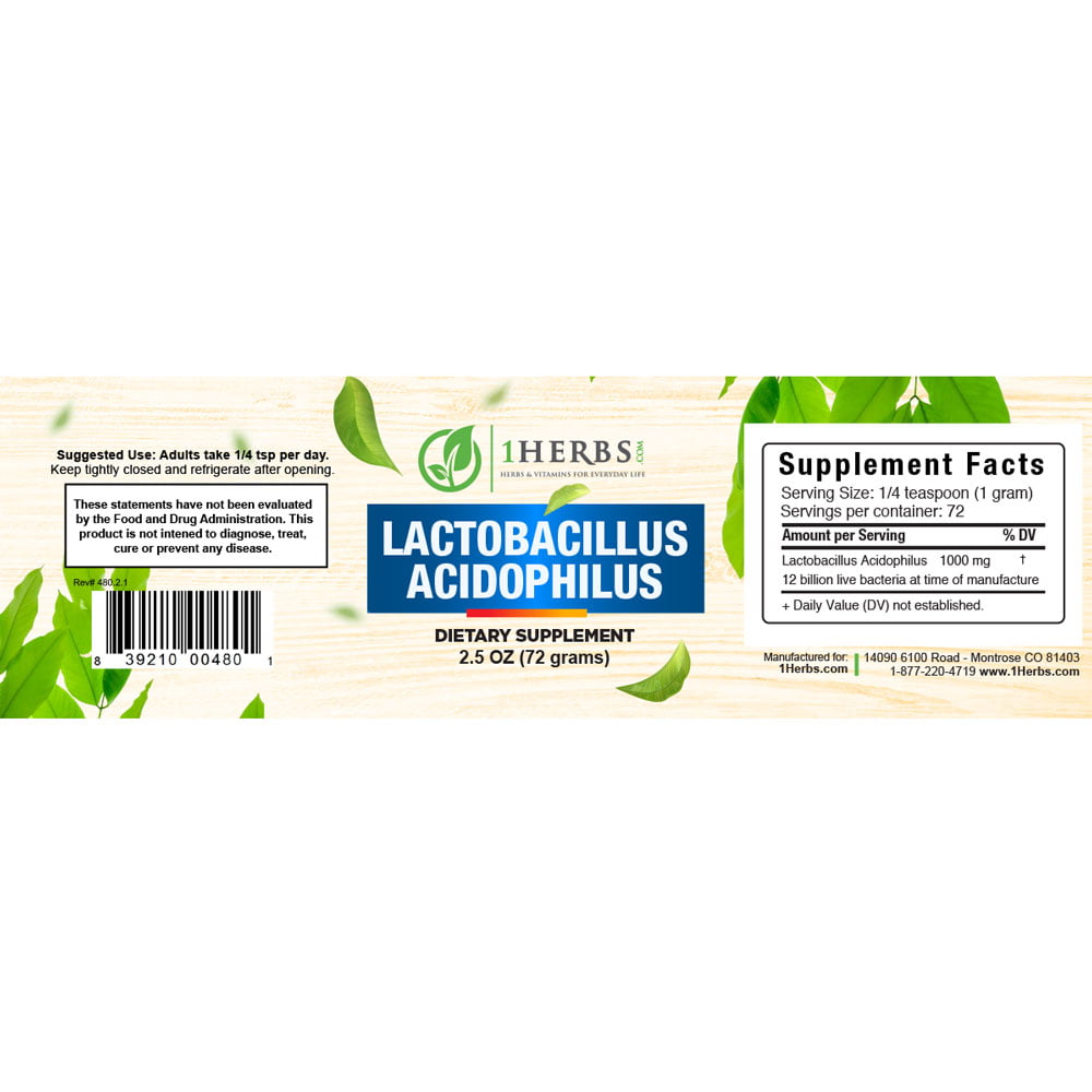 Lactobacillus Acidophilus Label