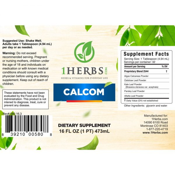 Calcium and Magnesium come together in 1Herbs.com's Calcom Supplement, short for Calcium Complex