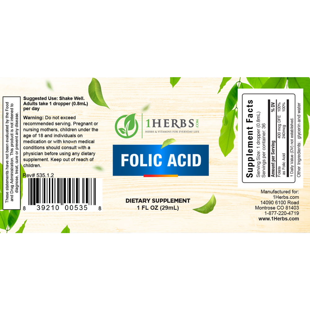 Folic Acid Label